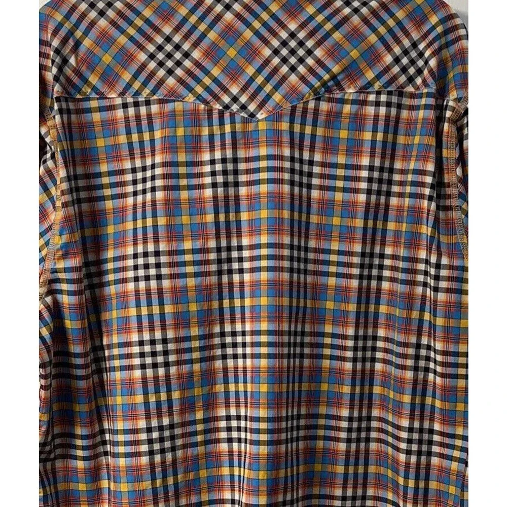 Bugatchi ShapedFit XL Men's Plaid Long Sleeve Snap Front Shirt TopStitch Western - Picture 6 of 14